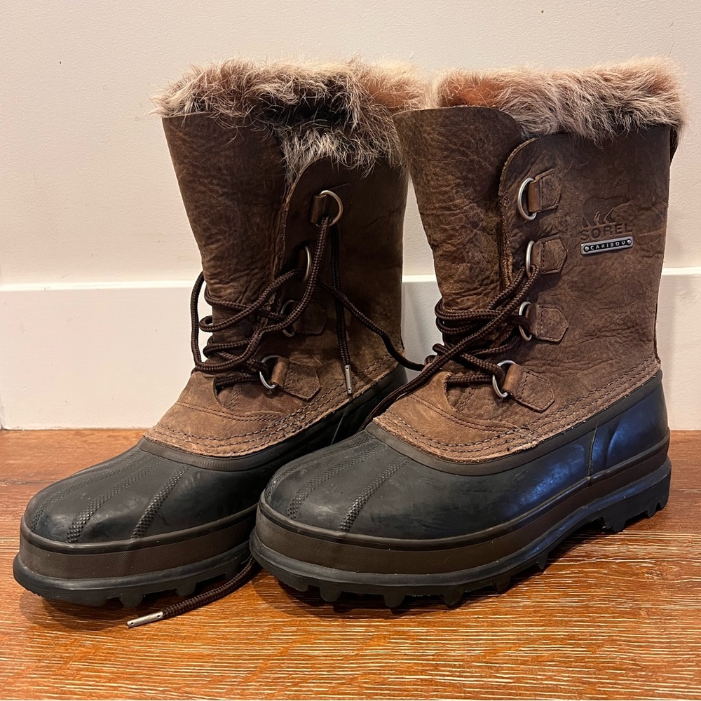 Sorel Dark Brown and Black Fur-Trimmed Boots